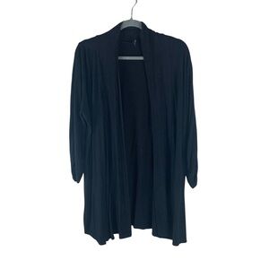 JM Fleurette Black Open Front Cardigan 2X Lightweight Drape Layering Sweater